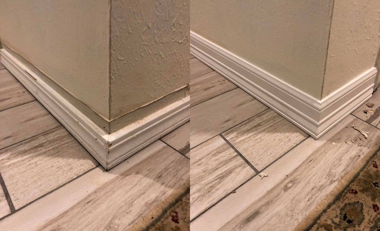 Before-After-Home baseboards and walls