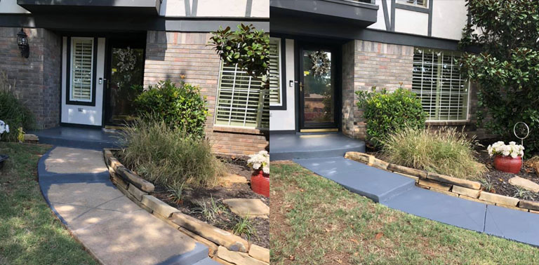 Before-After-driveway concrete cracks repair and resurface